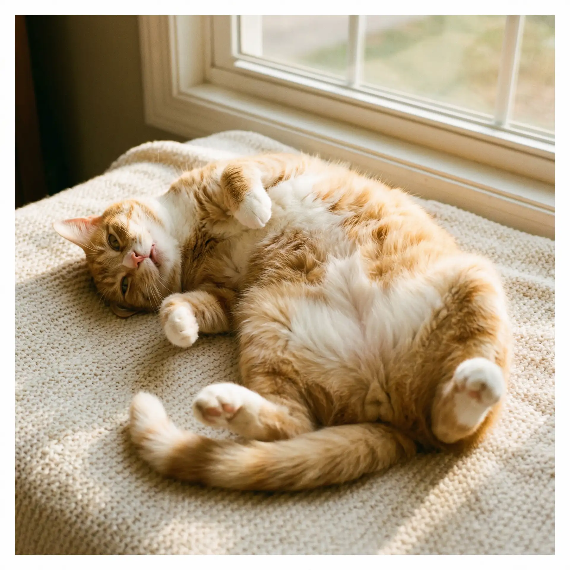 猫咪仰躺露出肚皮 - 极乐门导航